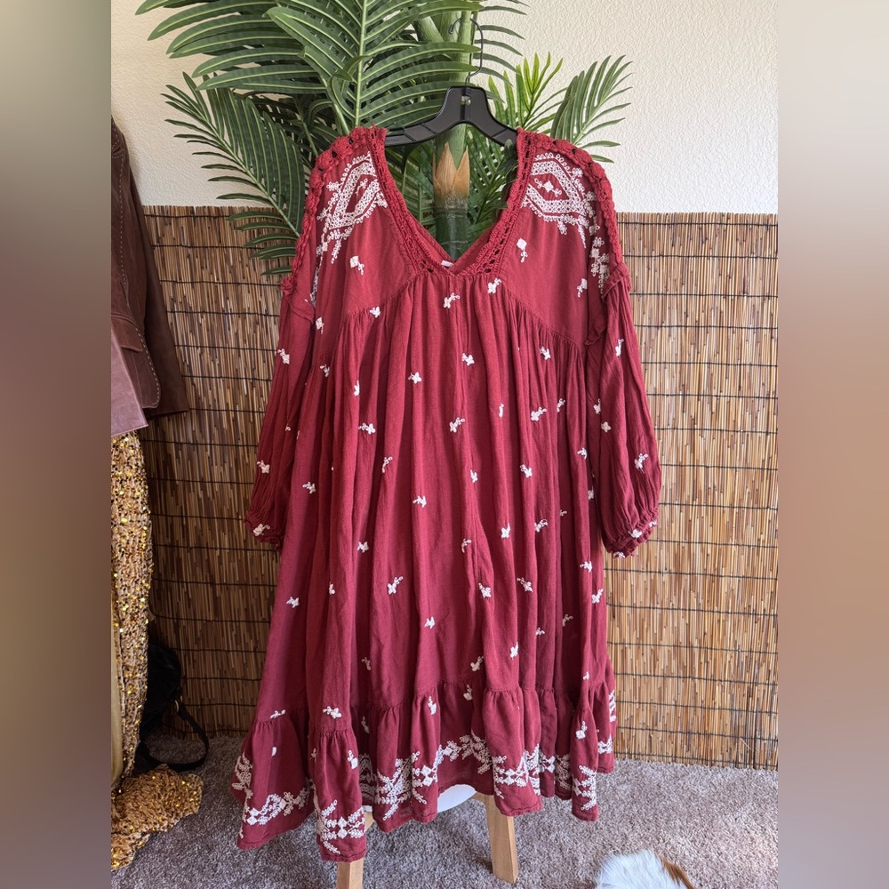 Free People Lavender Fields Embroidered Dress